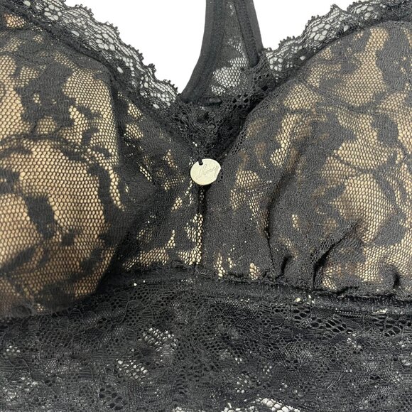 DKNY Bralette Womens Small Black Lace Overlay Racer Back - Picture 3 of 7